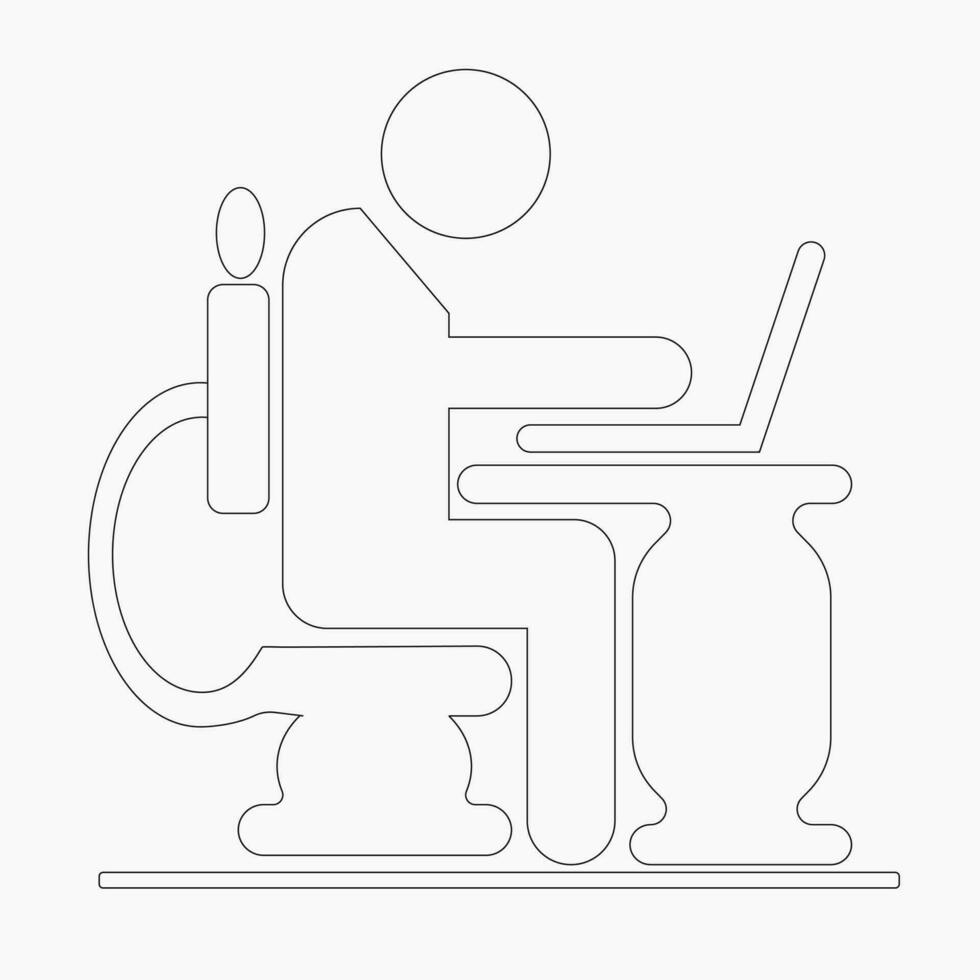 Businessman Working on Computer Vector illustration