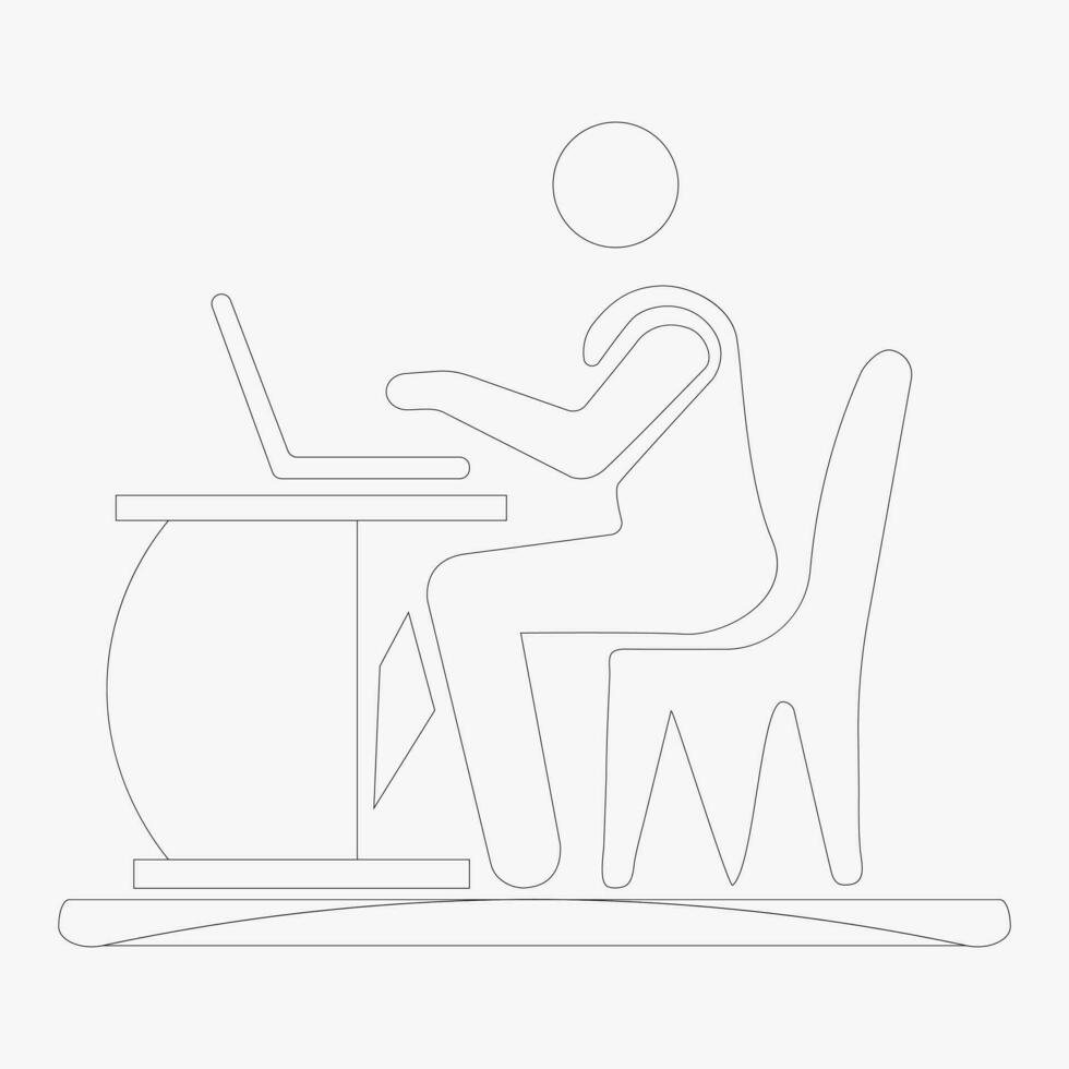 Businessman Working on Computer Vector illustration