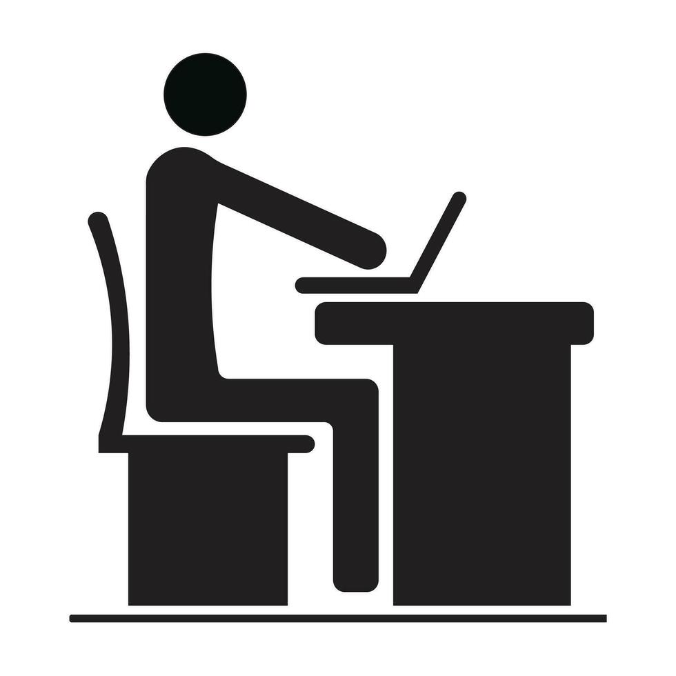 Businessman Working on Computer Vector illustration