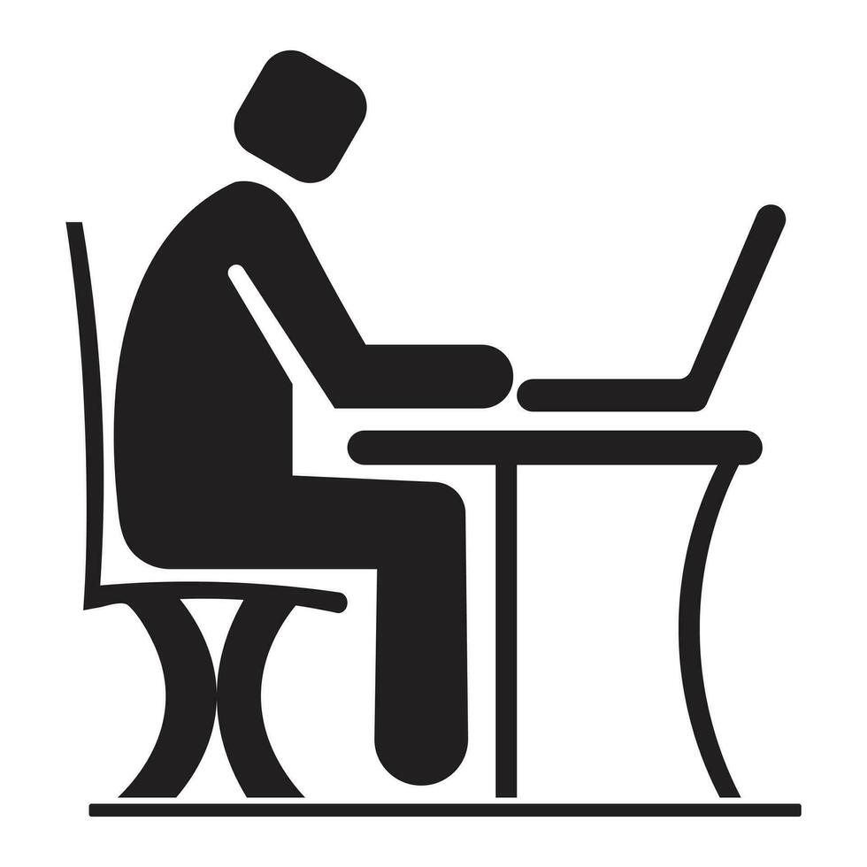 Businessman Working on Computer Vector illustration