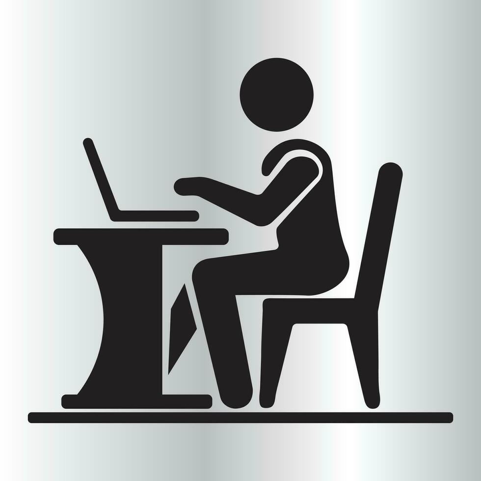 Businessman Working on Computer Vector illustration.