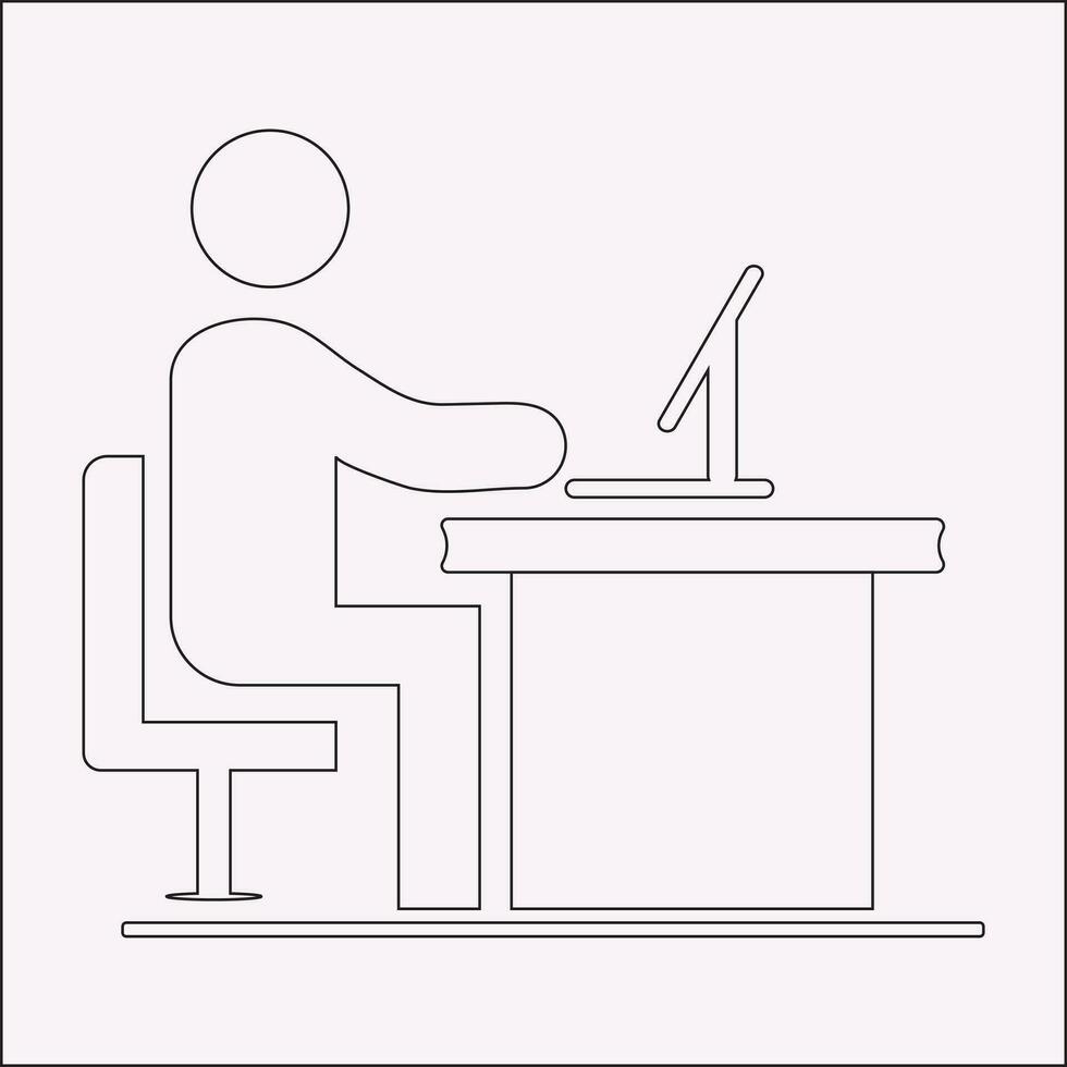 Businessman Working on Computer Vector illustration