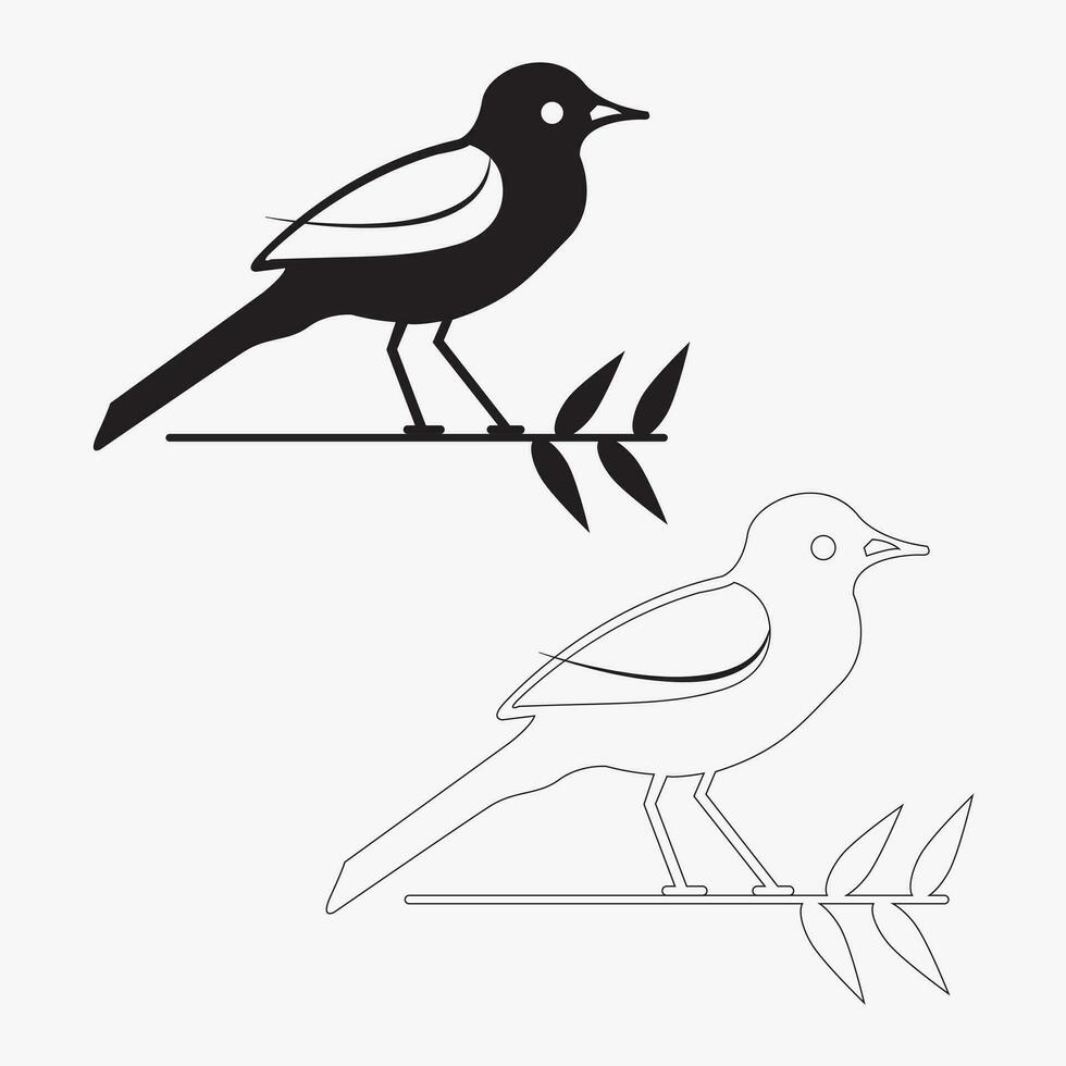 Bird illustration line art vector eps
