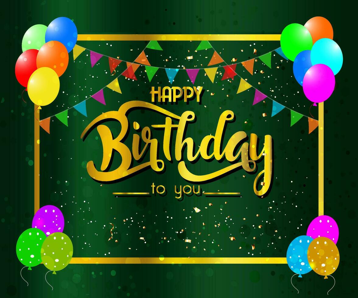 contento cumpleaños a usted texto con globo y papel picado decoración elemento para nacimiento día celebracion saludo tarjeta diseño. vector ilustración