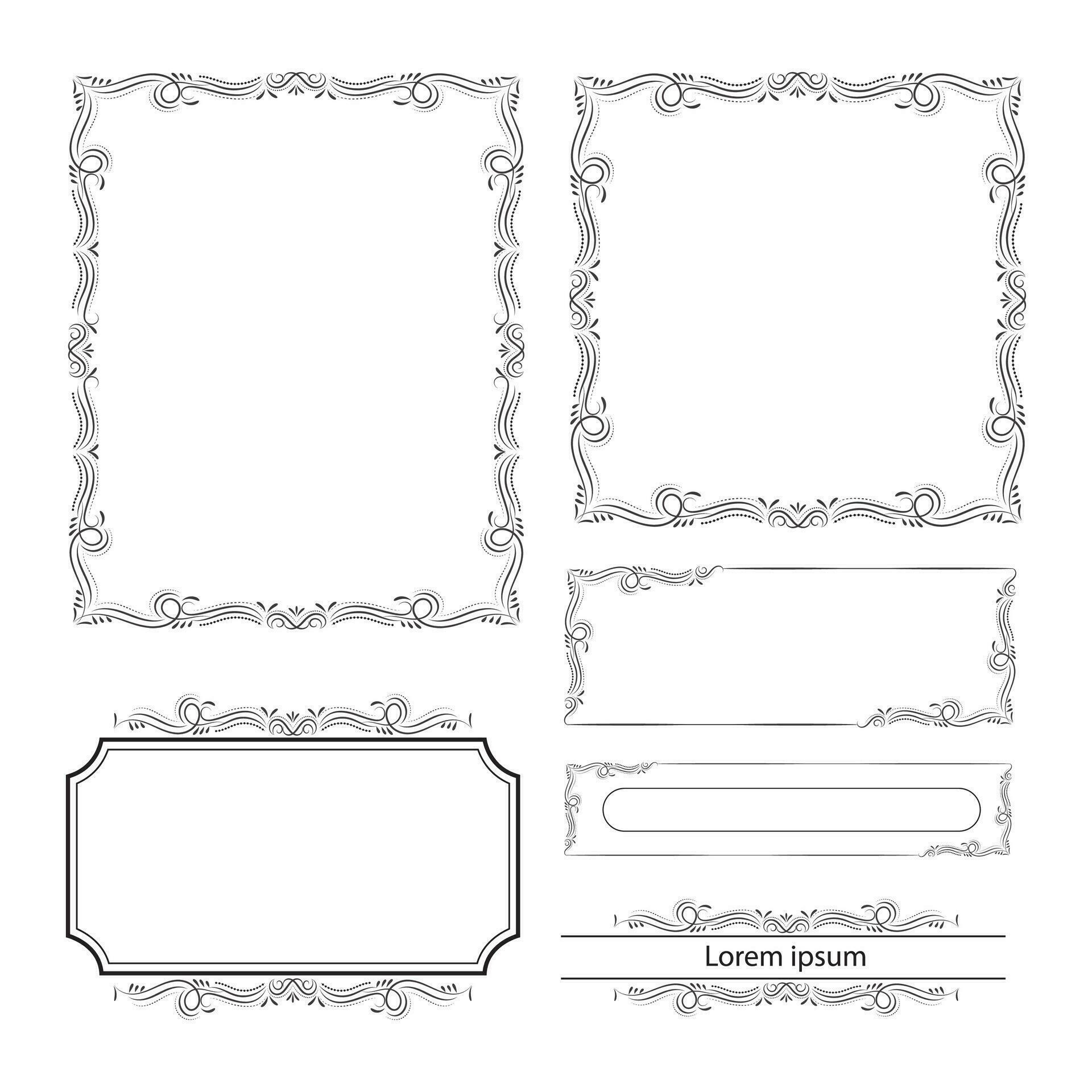Set of Decorative vintage frames and borders. floral ornamental frame