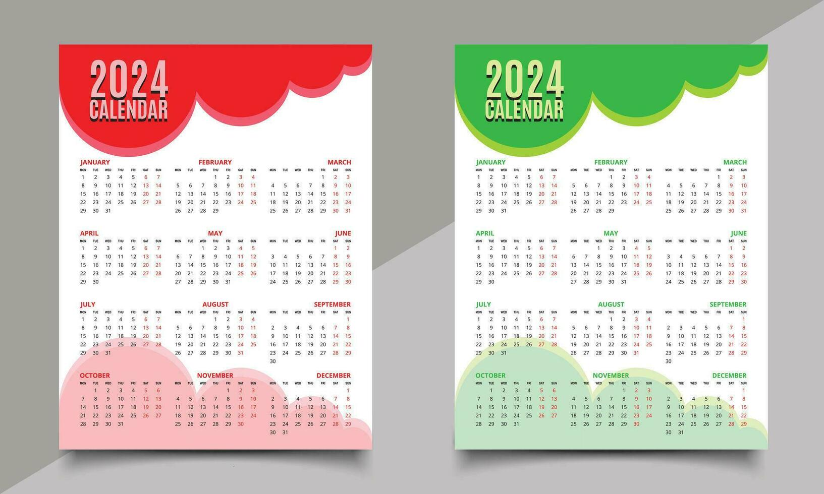 Calendar design. One-page calendar. Print calendar design template vector