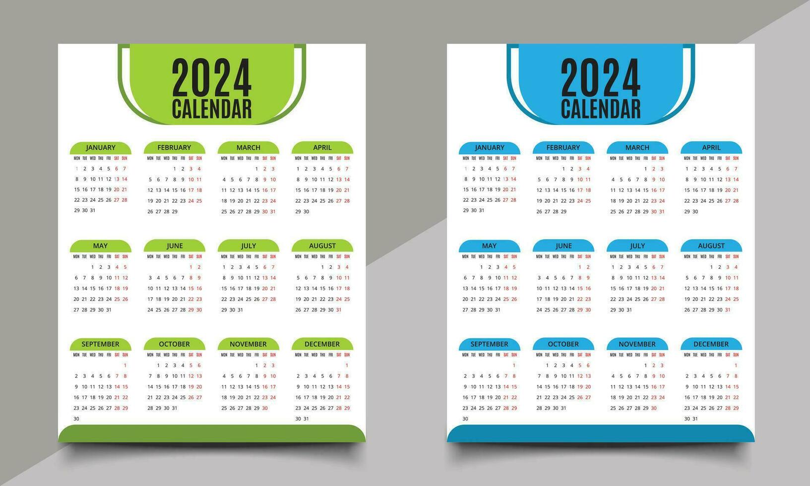 Calendar design. One-page calendar. Print calendar design template vector