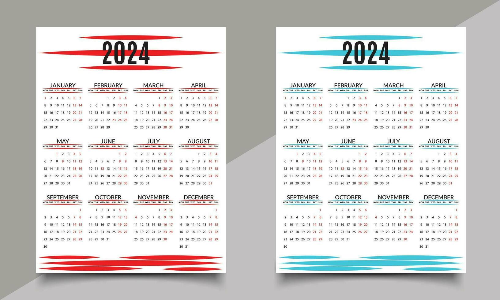 Calendar design. One-page calendar. Print calendar design template vector