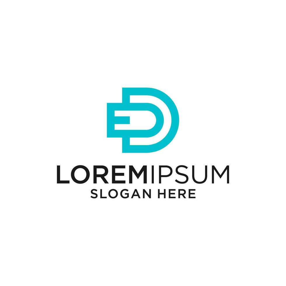 Initial DE Letter logo with logo vector design on black and white background