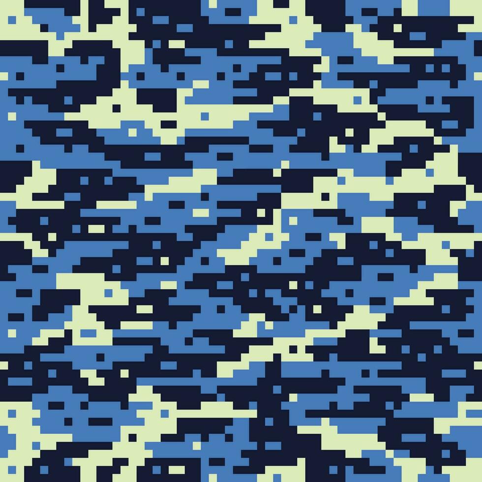 a blue and yellow digital camouflage pattern vector