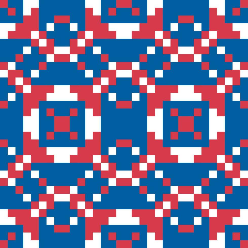 a pixelated pattern with red, white and blue squares vector