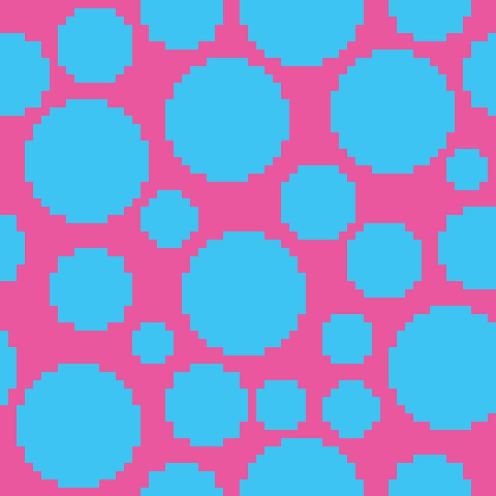 a pixelated pattern of blue and pink circles vector