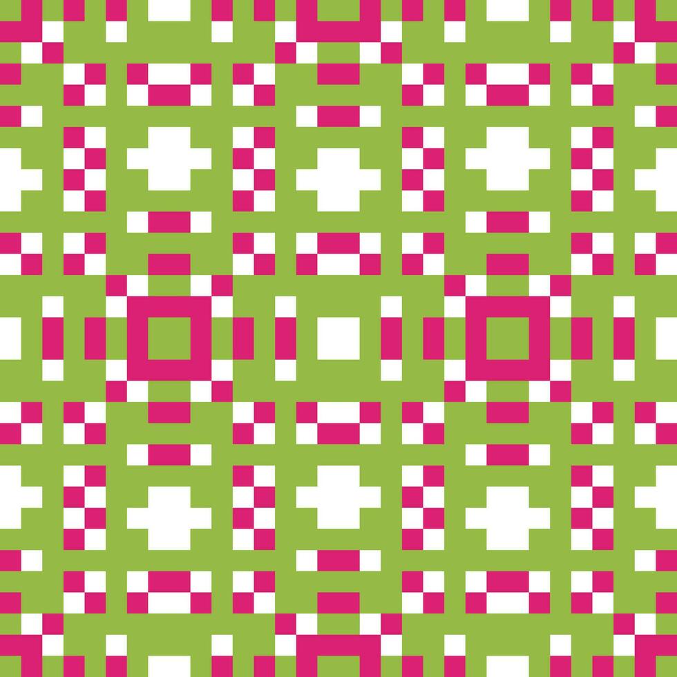 a green and pink checkered pattern vector