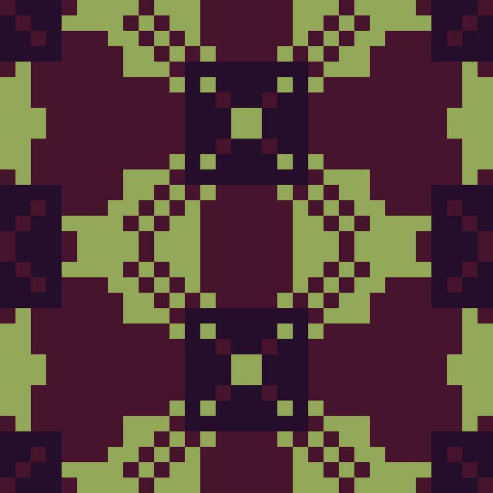 a pixel style pattern with green and purple colors vector