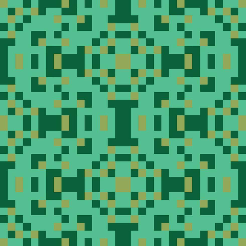 a green and gold pixel pattern vector