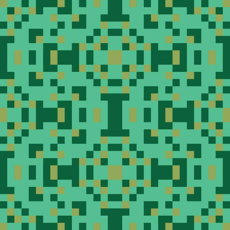 a green and gold pixel pattern vector