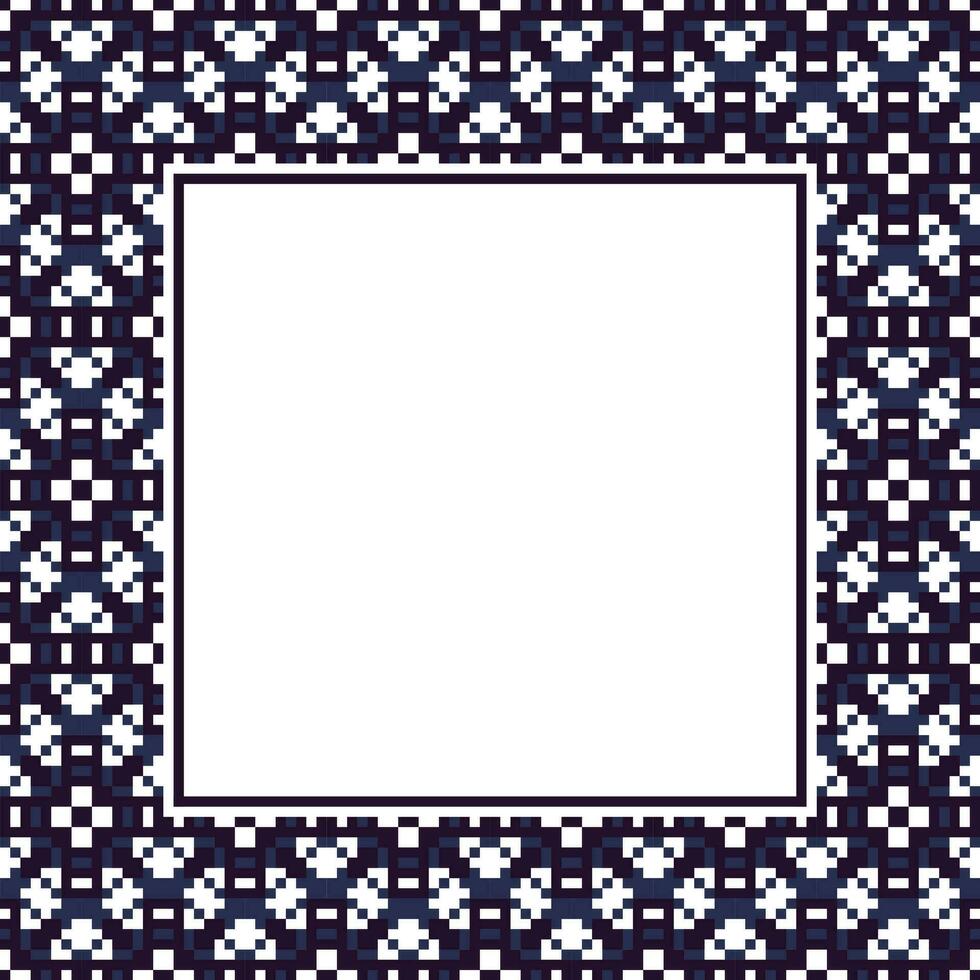 a square frame with a blue and white pattern vector