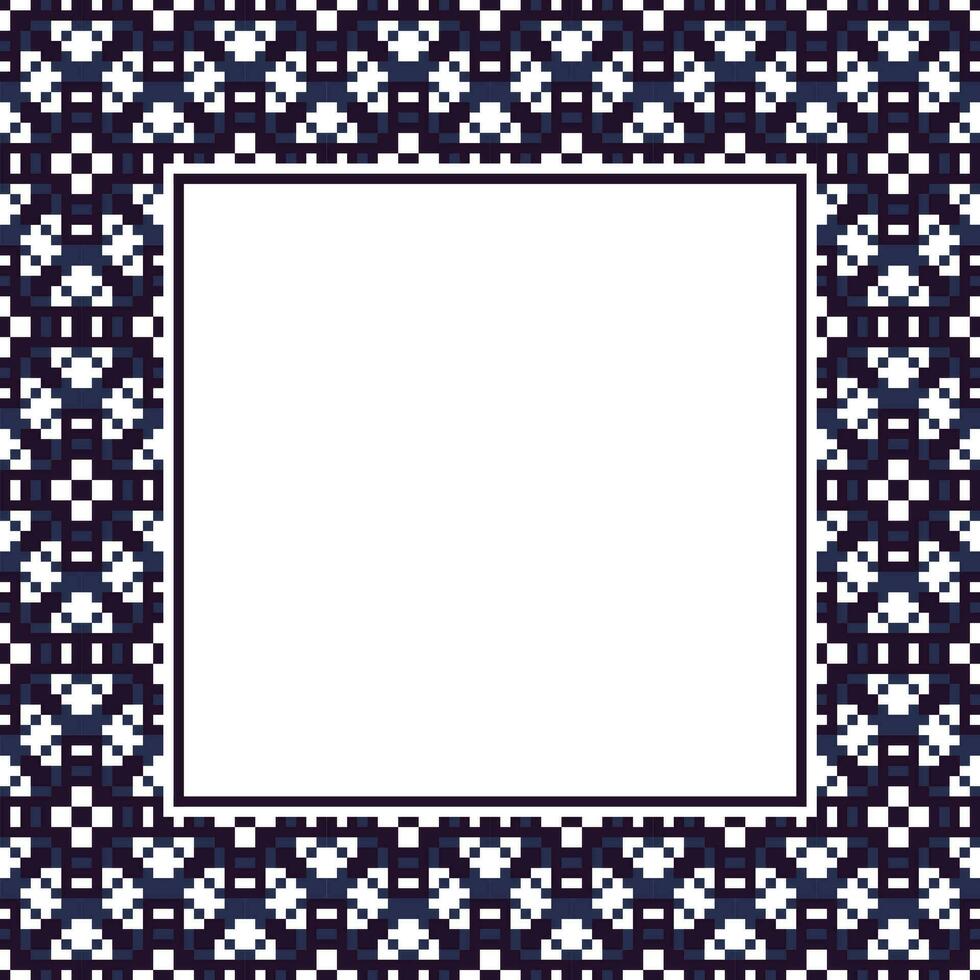 a square frame with a blue and white pattern vector