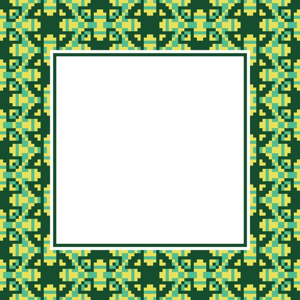 a square frame with a green and yellow pattern vector