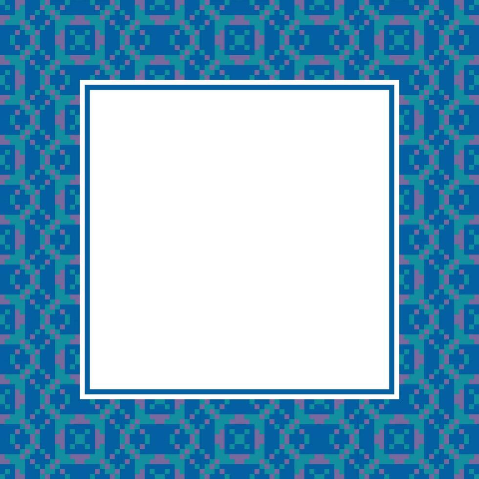 a square frame with a blue background and a pattern vector