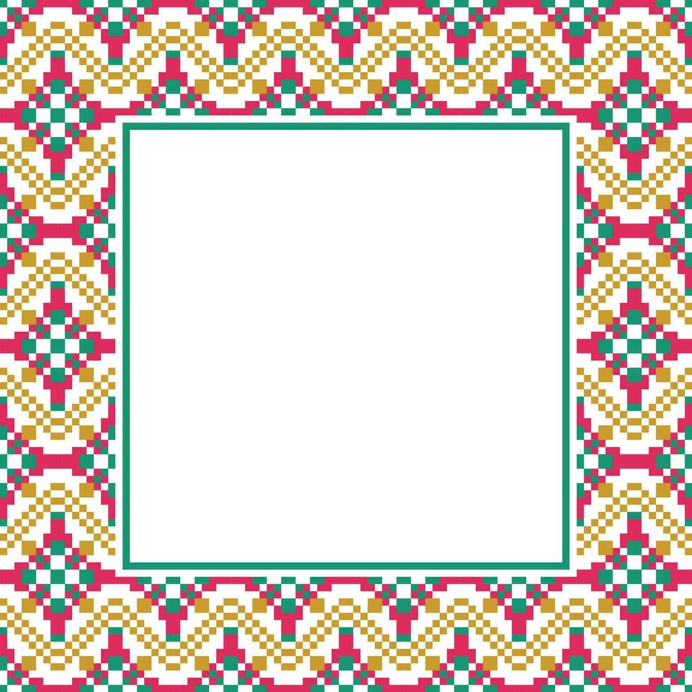 an ornamental square frame with a colorful pattern vector