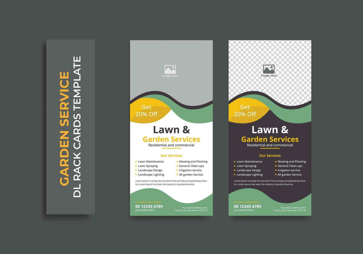 lawn and garden service rack card or dl flyer template vector