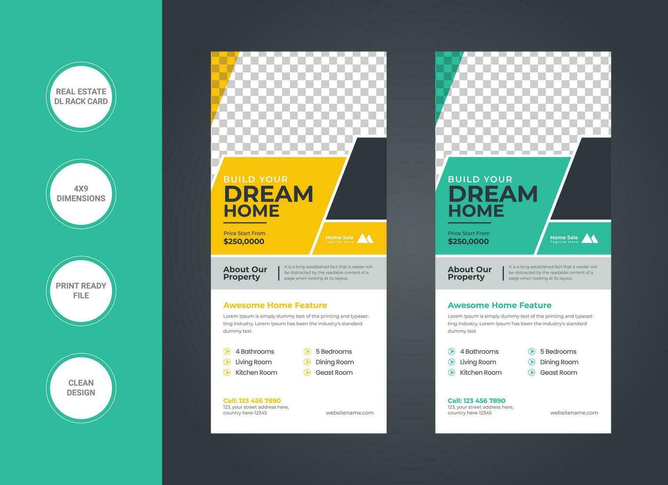 Real Estate dl Rack Card template design vector