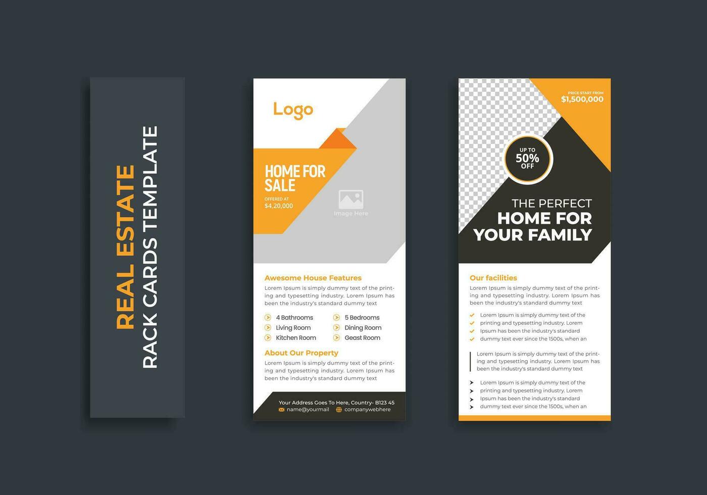 Real Estate dl Rack Card template design vector