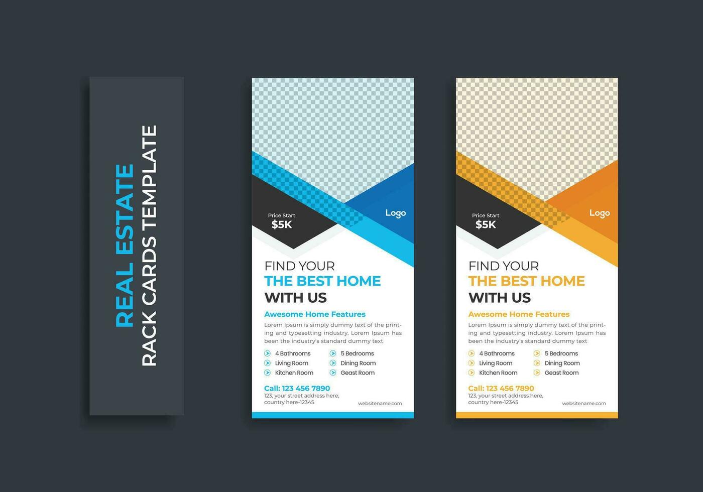Real Estate dl Rack Card template design vector
