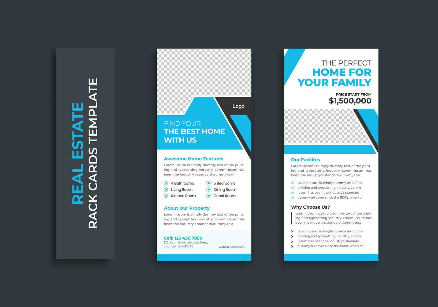 Real Estate dl Rack Card template design vector