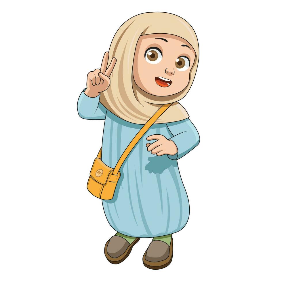 Cute hijaber in cartoon style. vector