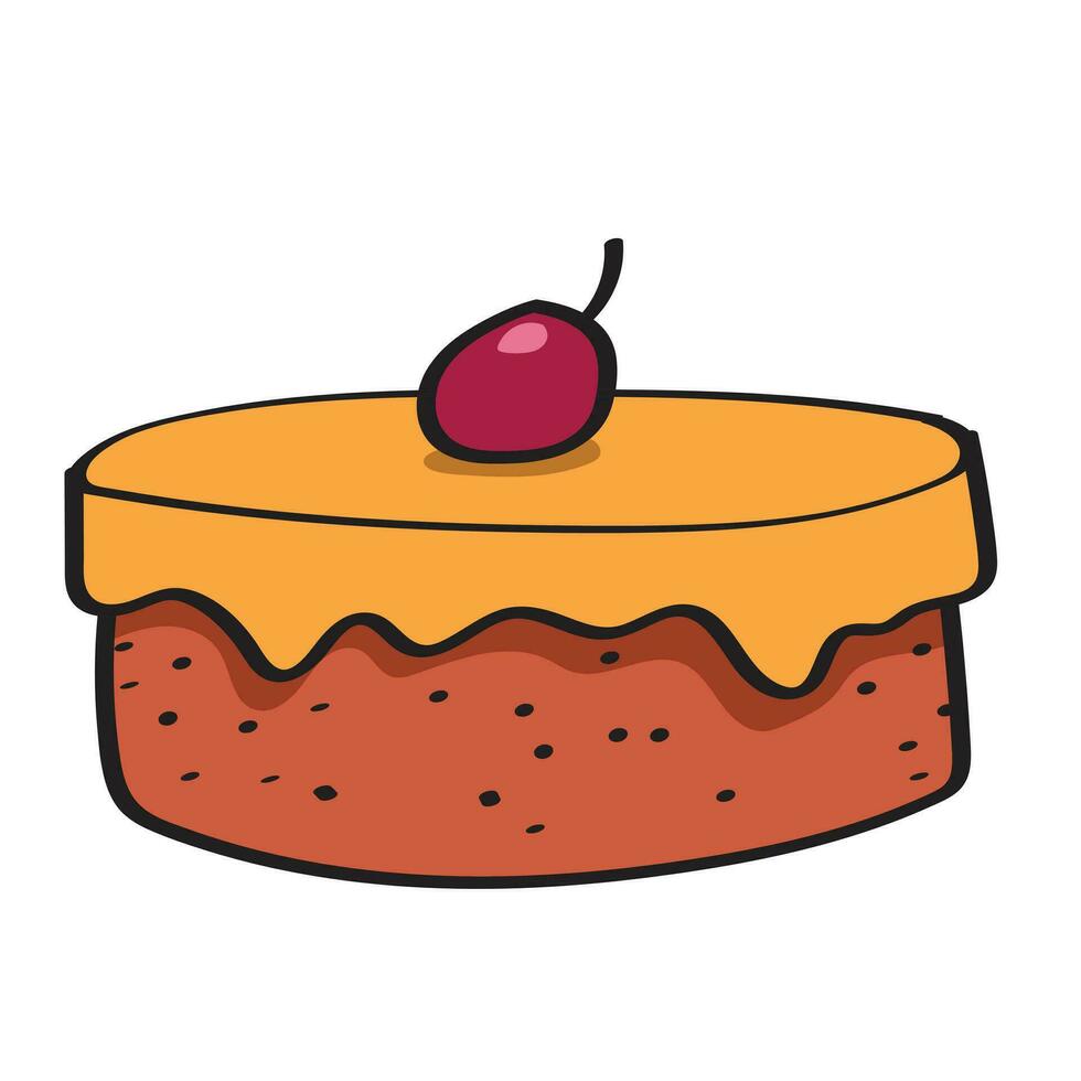 A cake illustration in cartoon style. vector