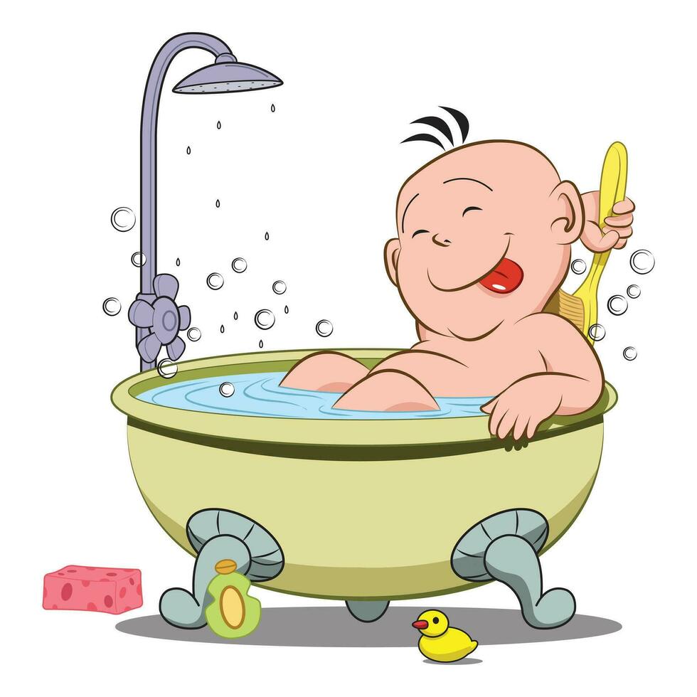 A baby in bath illustration. vector