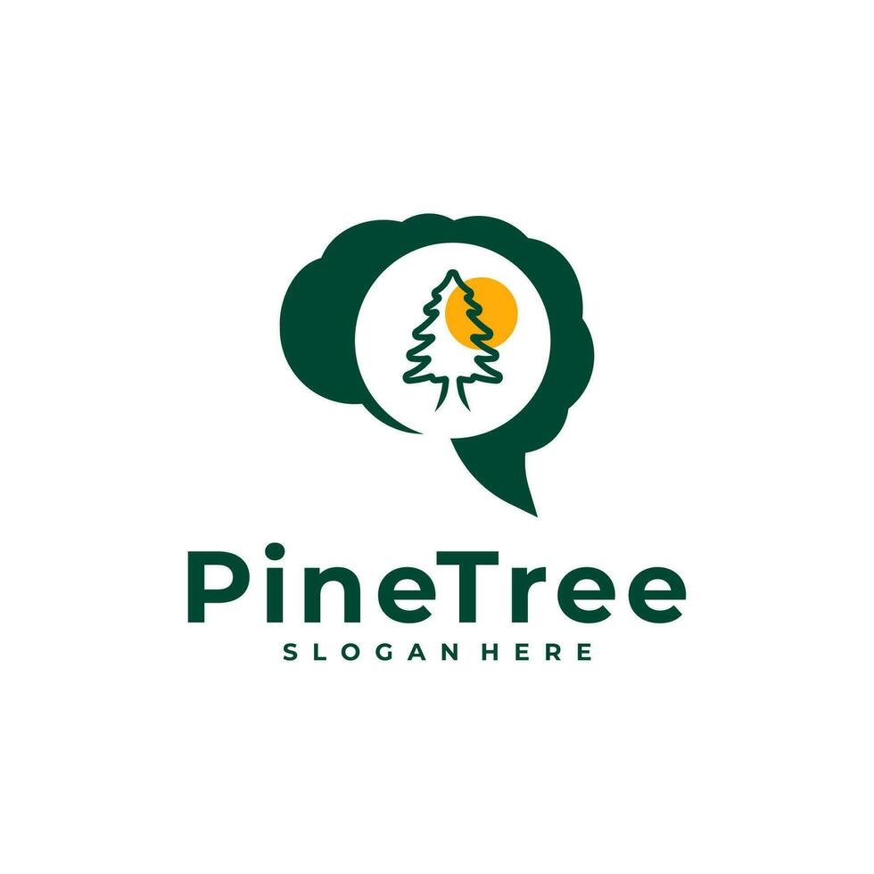 Pine Tree with Brain logo design vector. Creative Pine Tree logo concepts template vector