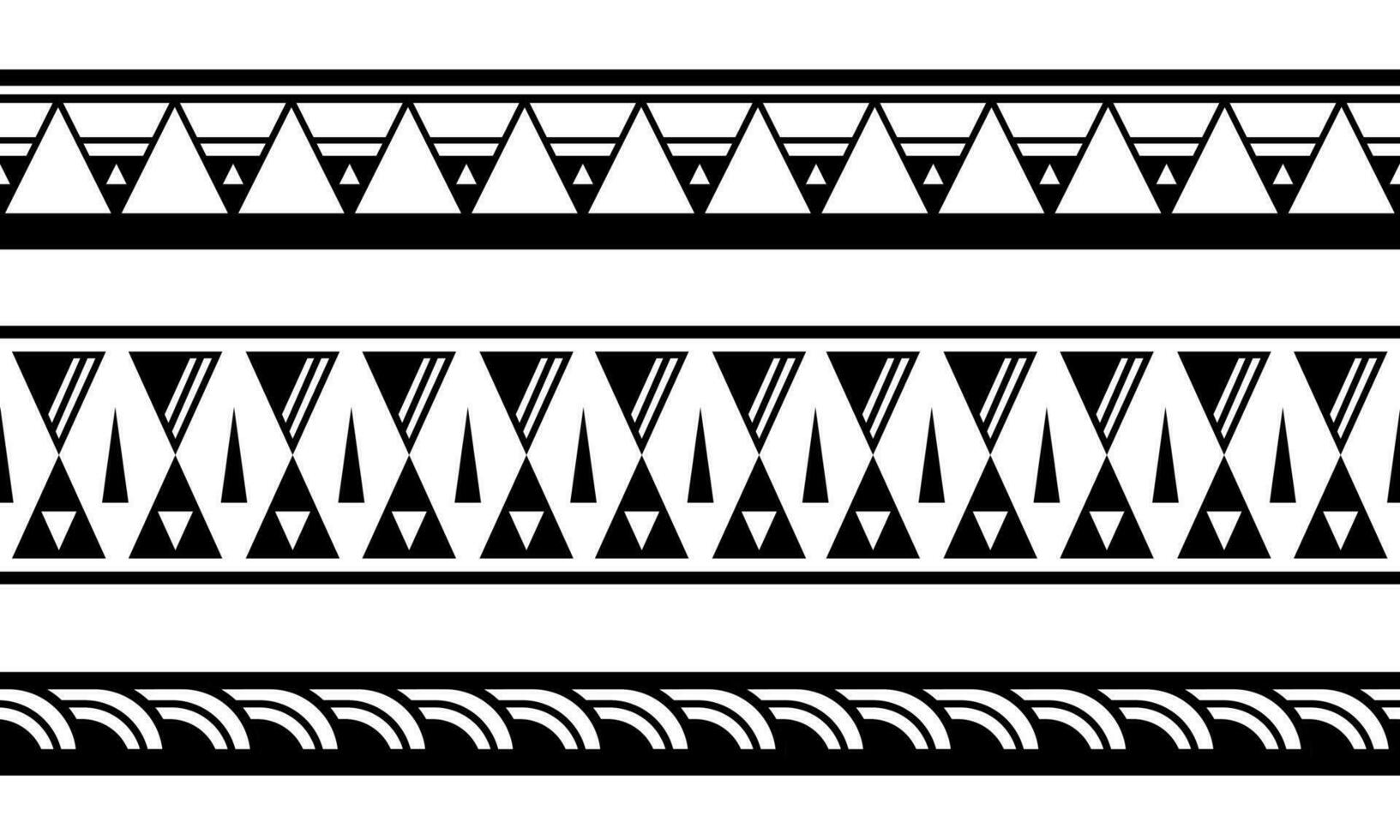 conjunto de brazaletes de tatuaje polinesio maorí frontera. vector de patrones sin fisuras de manga tribal.