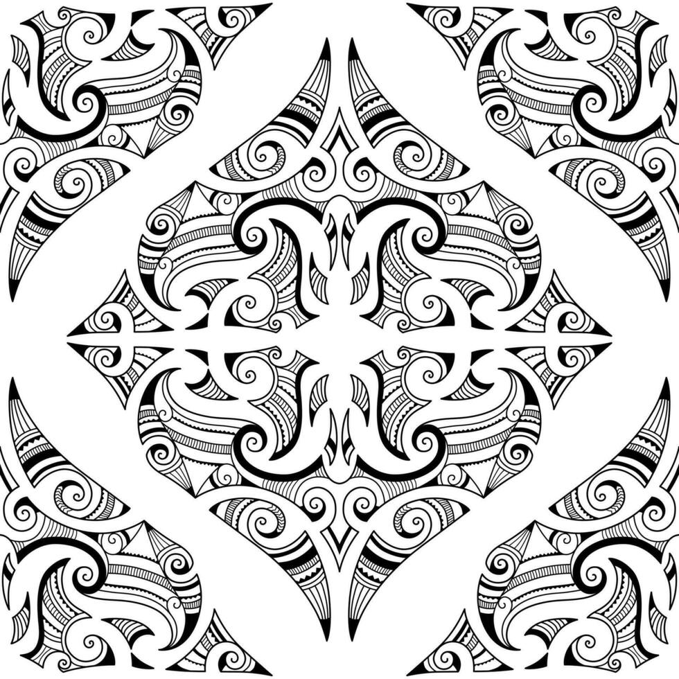 vector seamless pattern. geometrical maori style. black and white