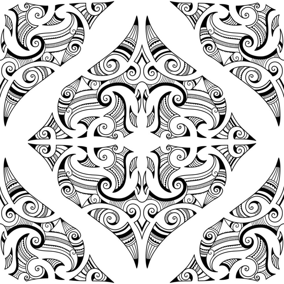 vector seamless pattern. geometrical maori style. black and white