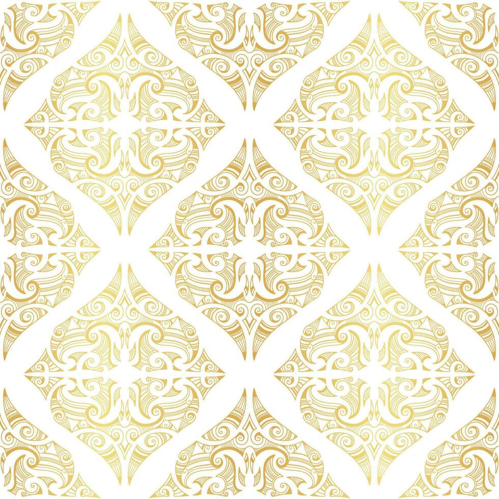 vector seamless pattern. geometrical maori style. Gold on white background