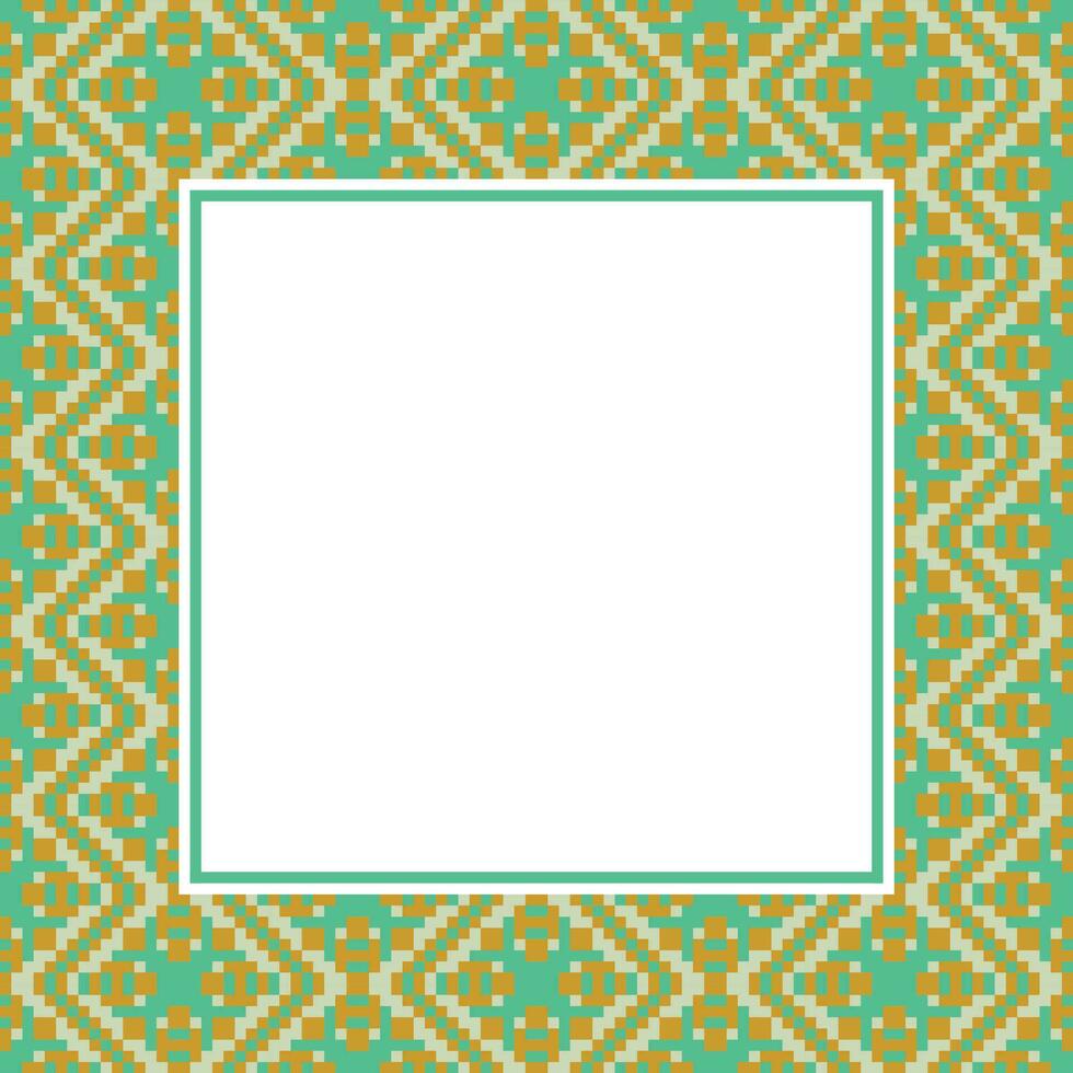 an abstract pattern with a square frame on a green and yellow background vector