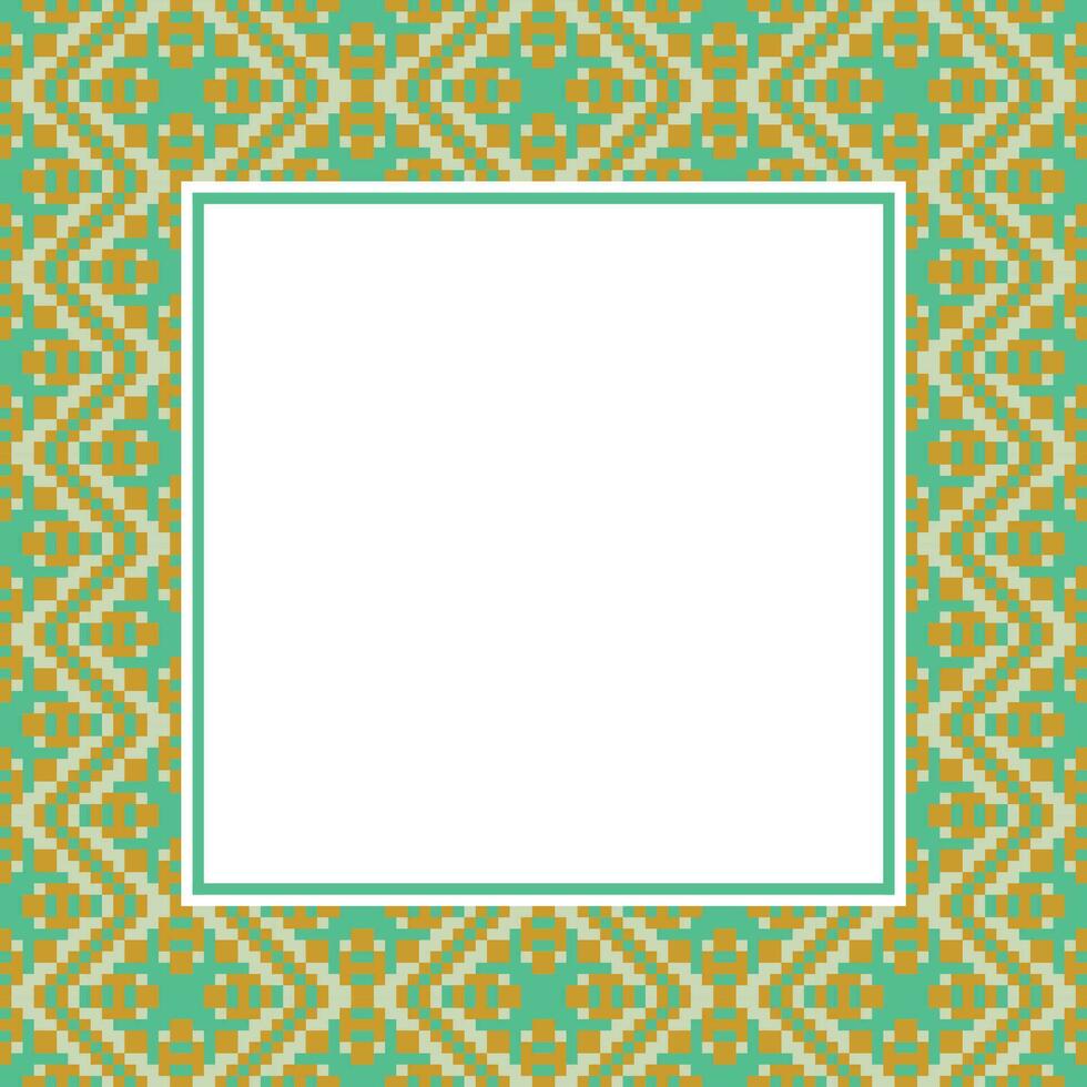 an abstract pattern with a square frame on a green and yellow background vector