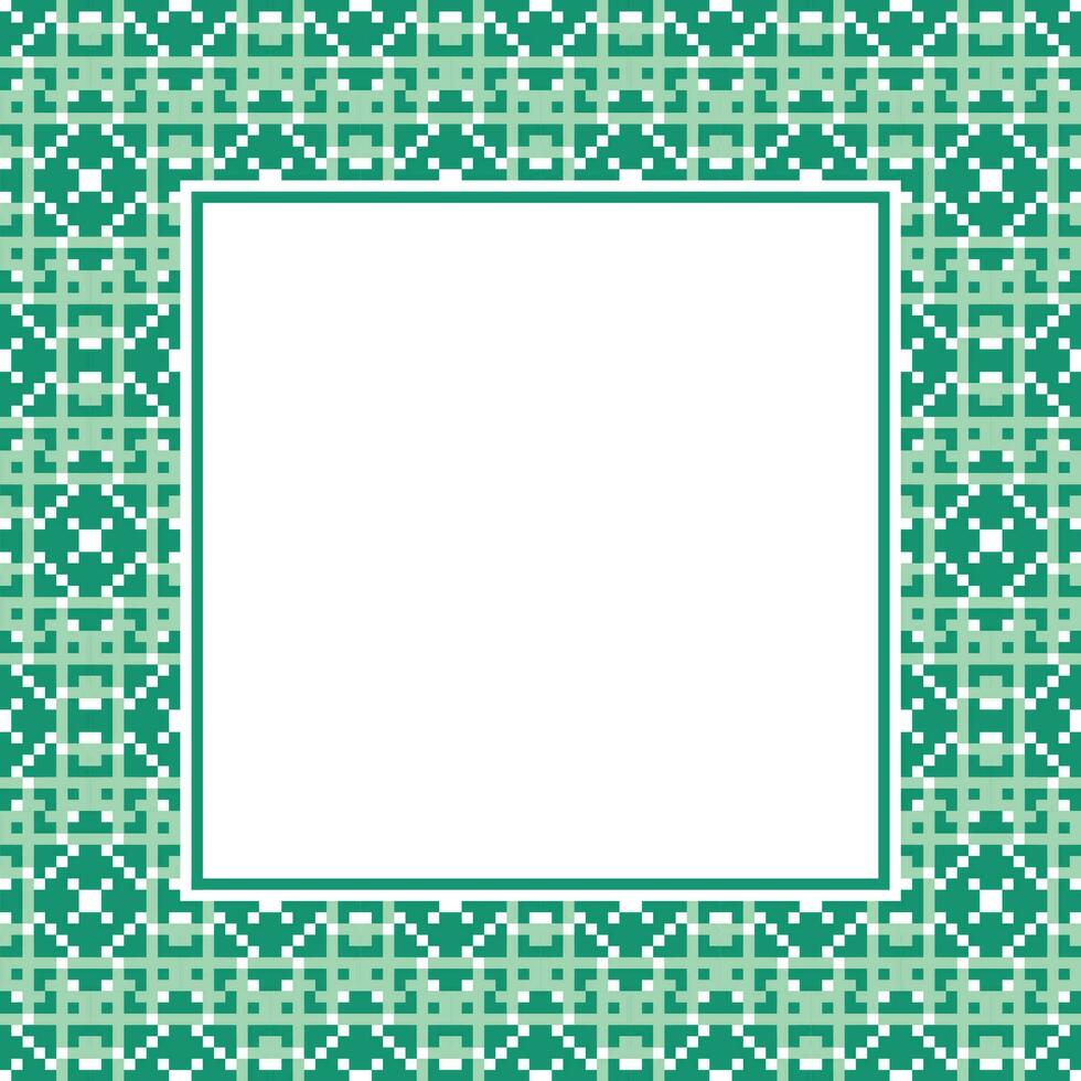 a square frame with green and white geometric pattern vector