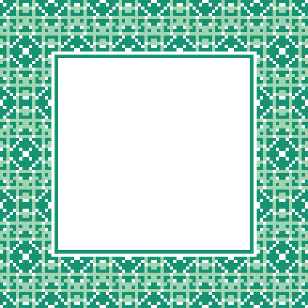 a square frame with green and white geometric pattern vector