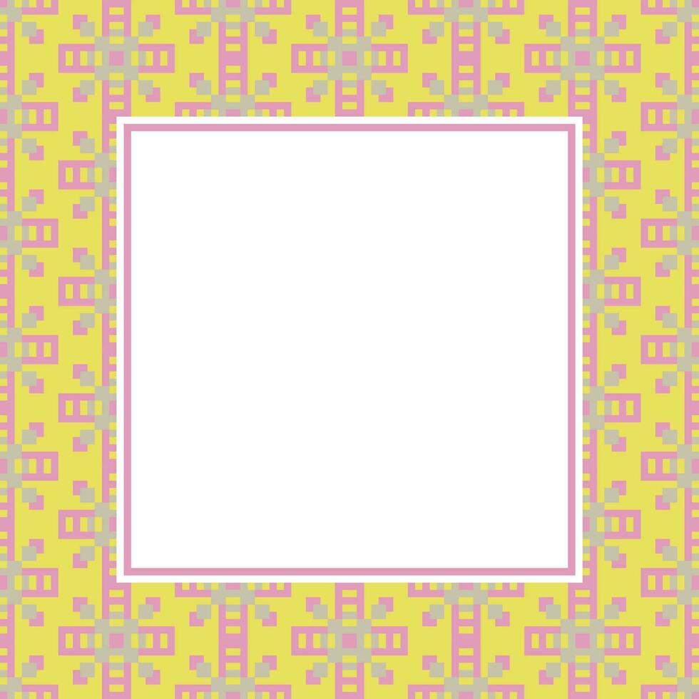 a square frame with a pattern on a yellow background vector