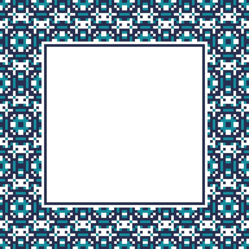 a square frame with blue and white geometric pattern vector