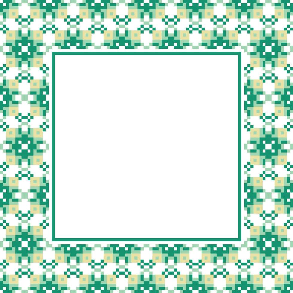 a square frame with green and white geometric pattern vector