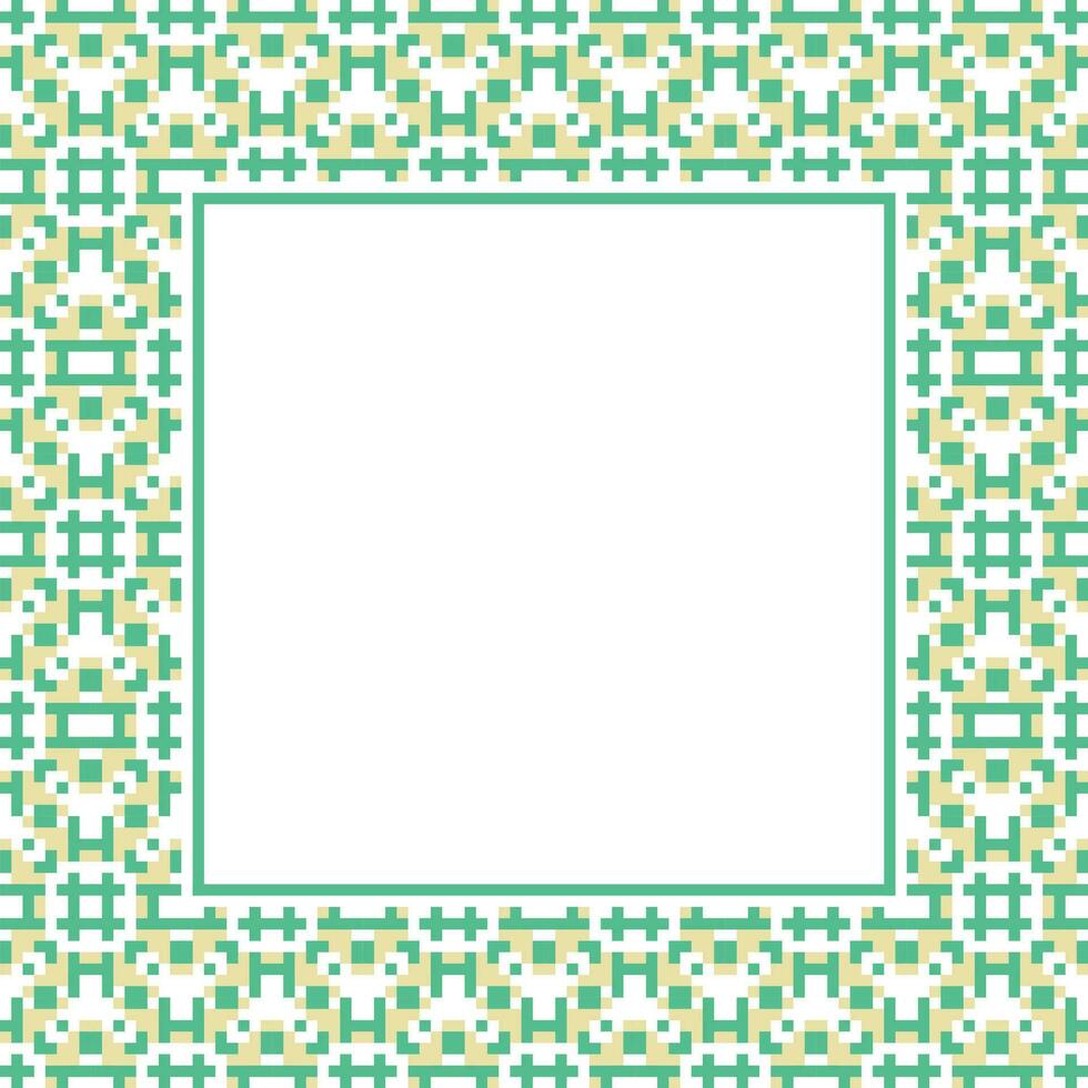 square frame with green and yellow geometric pattern vector