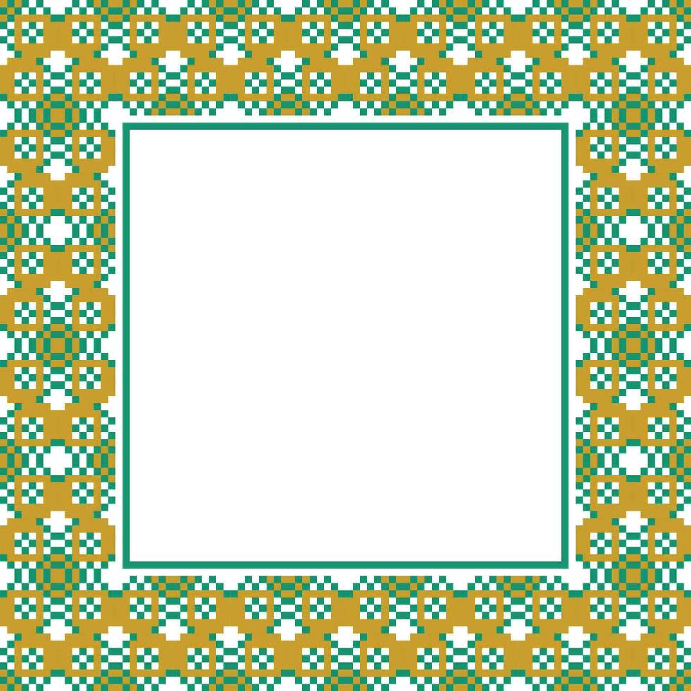 an abstract square frame with green and yellow flowers vector