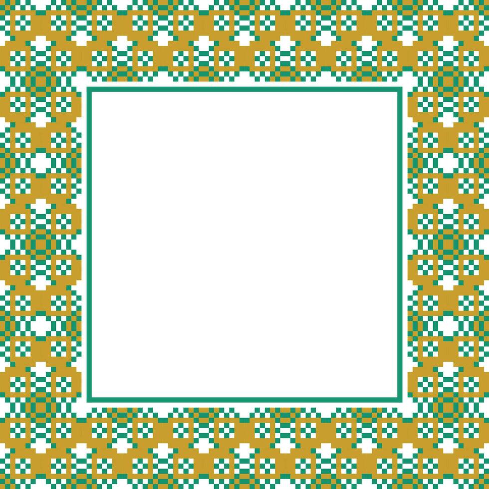 an abstract square frame with green and yellow flowers vector