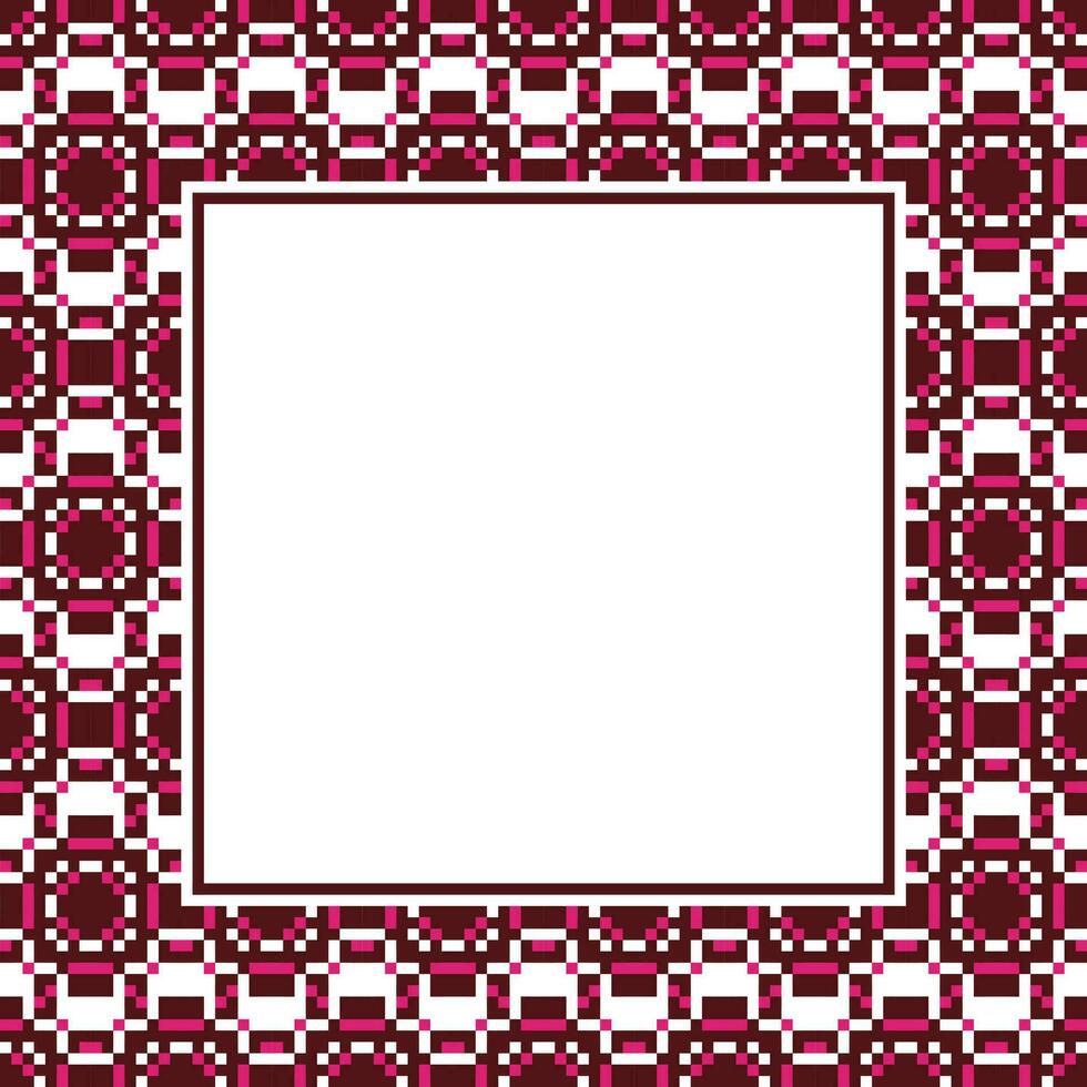 a square frame with a red and white pattern vector