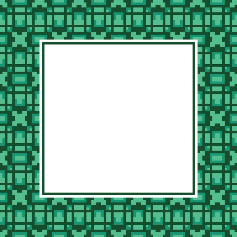 green square pattern background with square frame vector